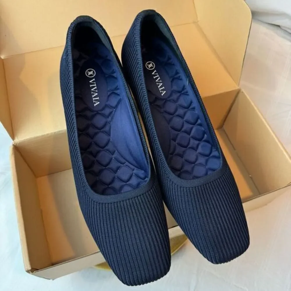 VIVAIA Square‎ Toe Wedge Navy Margot Wedge Pro SIZE EUR 41 US 9.5